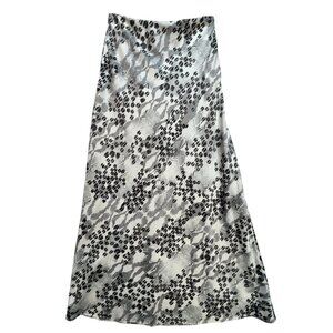 Express Womens A-Line Midi Skirt Size S Black White Animal Print Retro Flowy